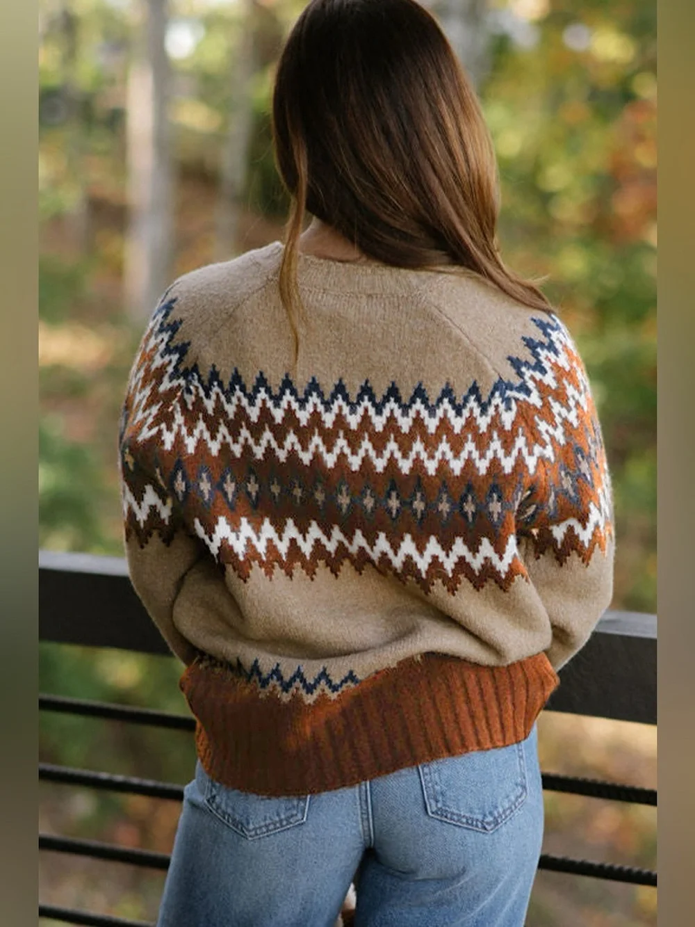Geometric Pattern Long Sleeve Sweater